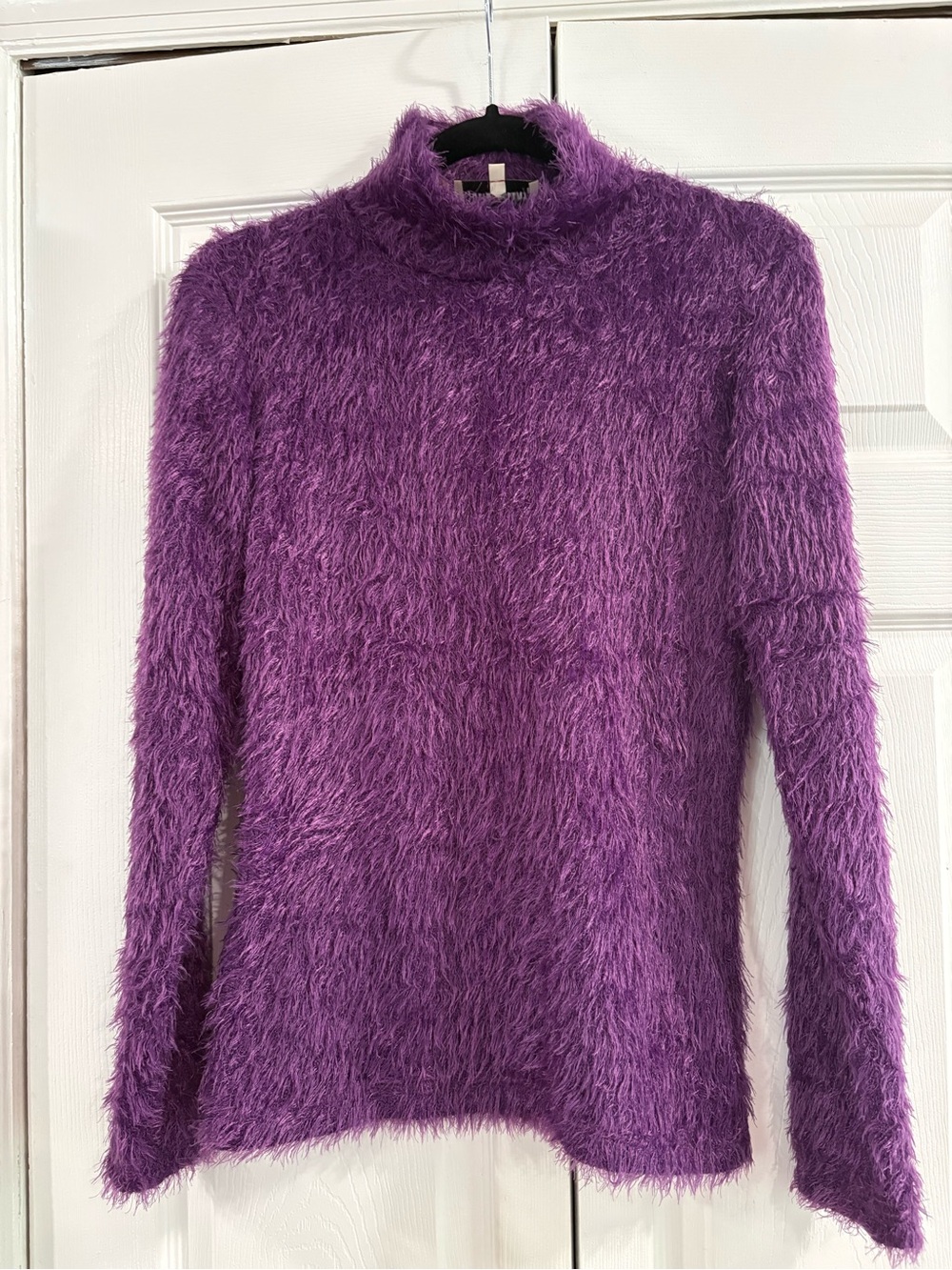 Purple Fuzzy Turtleneck Sweater - Women